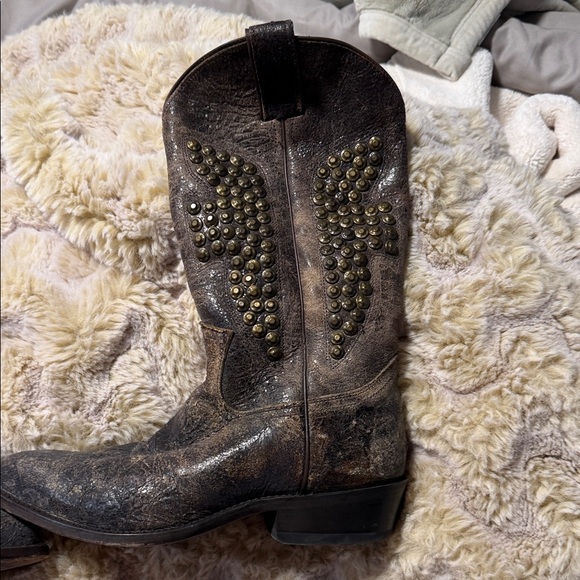 Frye Shoes - Frye Brown Leather Studded Western Boot